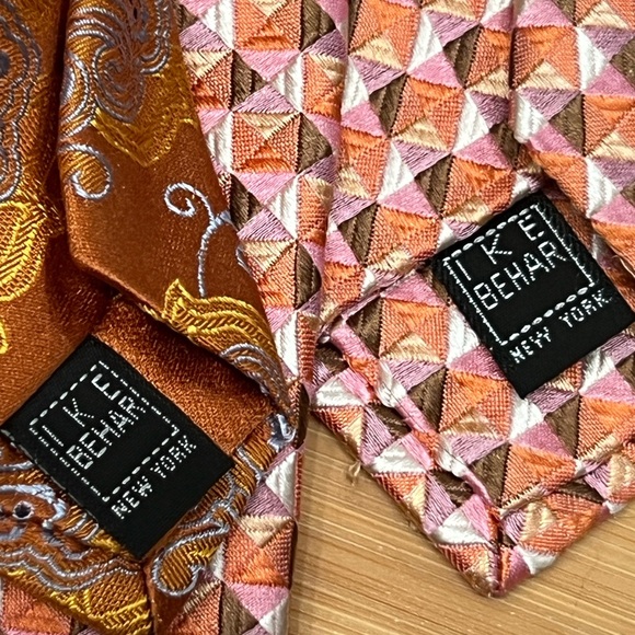Ike Behar Orange and Pink Patterned Ties - Picture 7 of 9